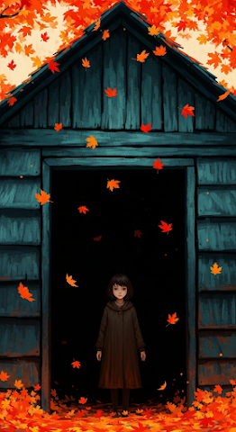 Girl in Dark Autumn Doorway