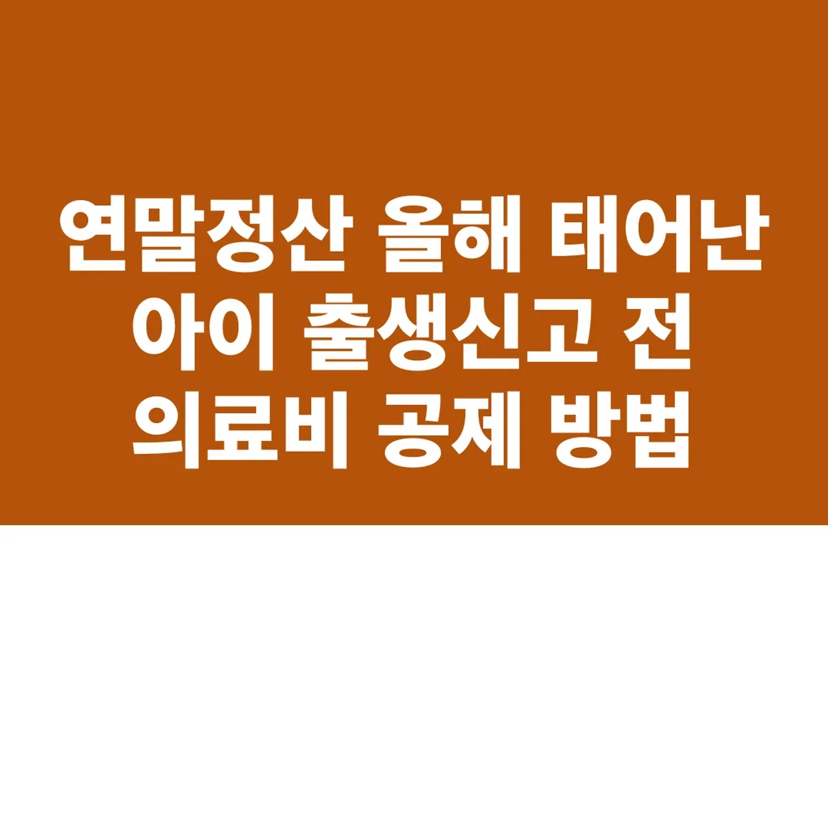 연말정산 올해 태어난 아이 출생신고 전 의료비 공제 방법