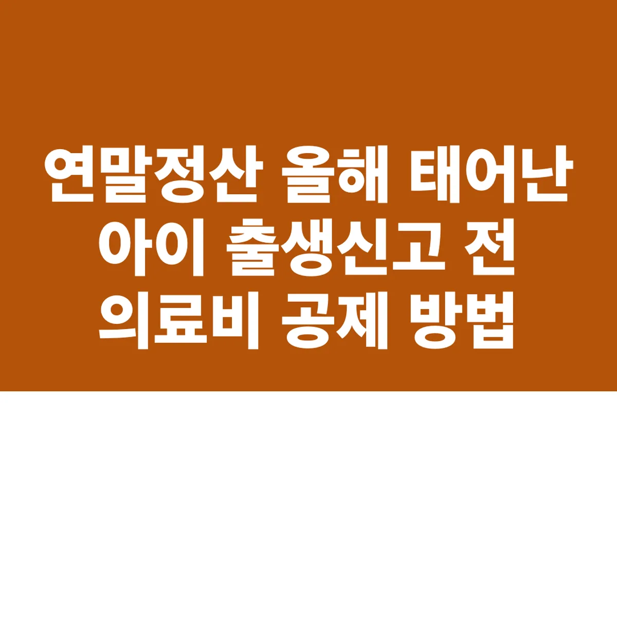 연말정산 올해 태어난 아이 출생신고 전 의료비 공제 방법