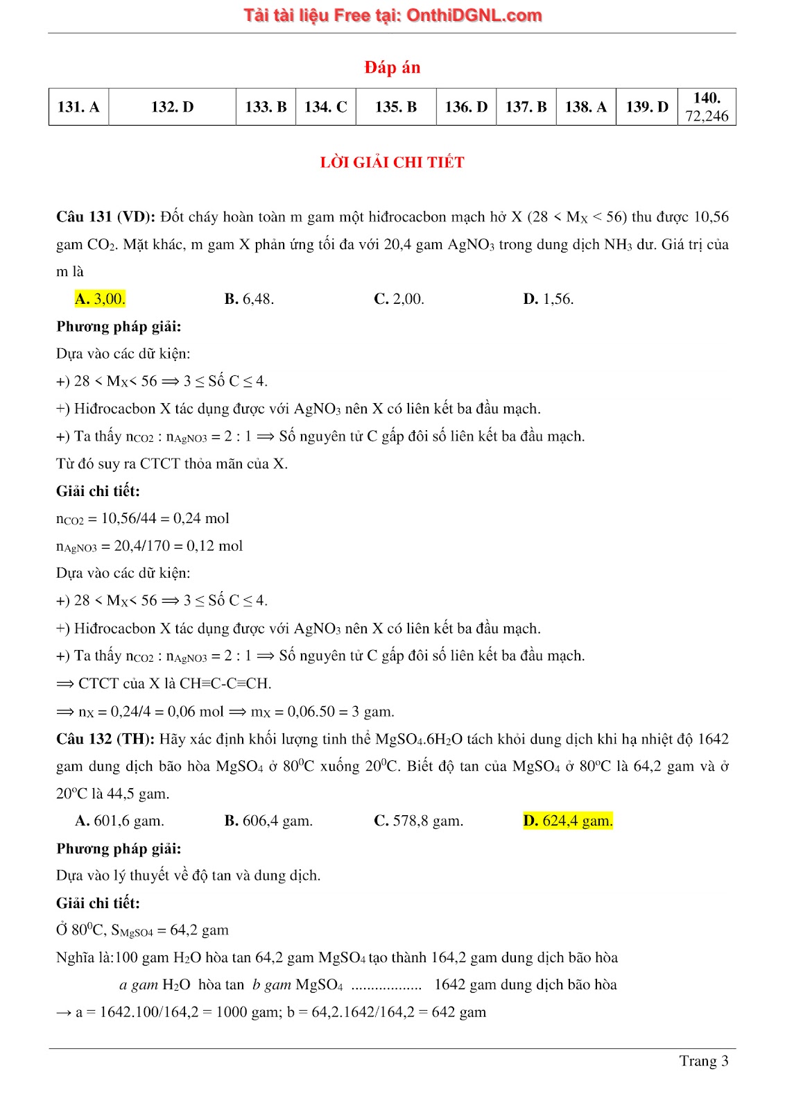 260 bài tập môn Hóa học - Ôn thi ĐGNL ĐHQG Hà Nội Phần 11