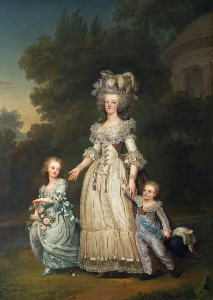 Queen Marie Antoinette Of France And Two Of Her Children Walking In The Park Of