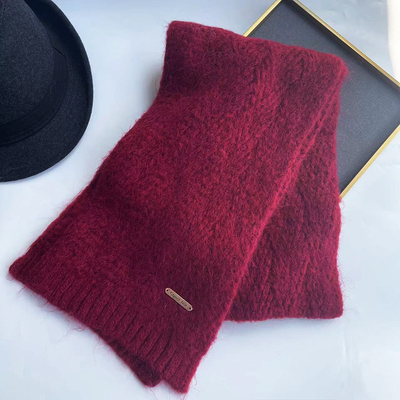 Knitted scarf with alpaca wool, 160x20 cm