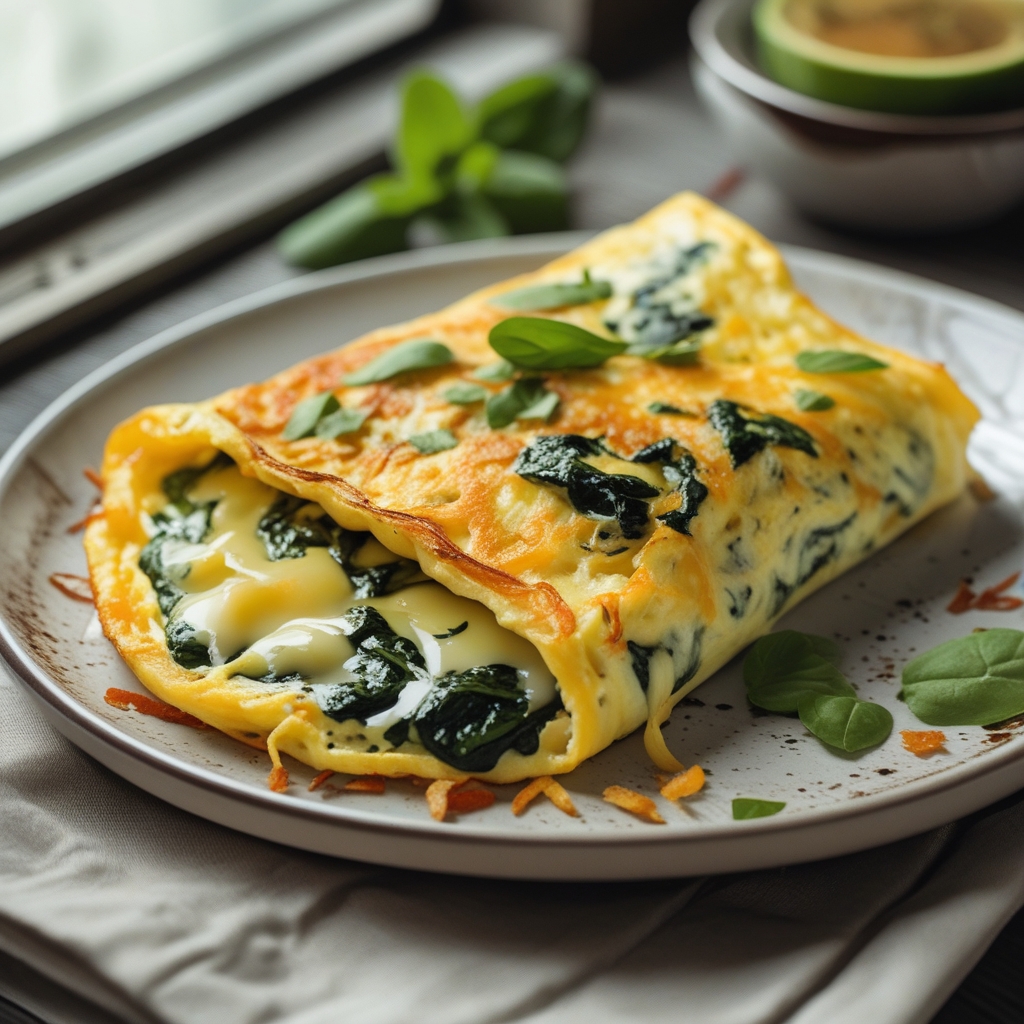 Cheesy Spinach Omelette Recipe for Breakfast or Brunch – Easy & Family-Friendly