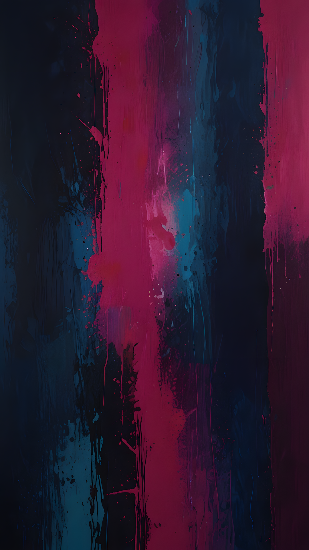 Vertical Abstract Paint Drips in Magenta and Teal - Free 4K mobile Wallpaper