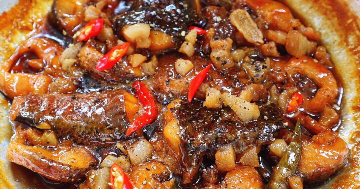 Cá lóc kho tiêu với tép mỡ