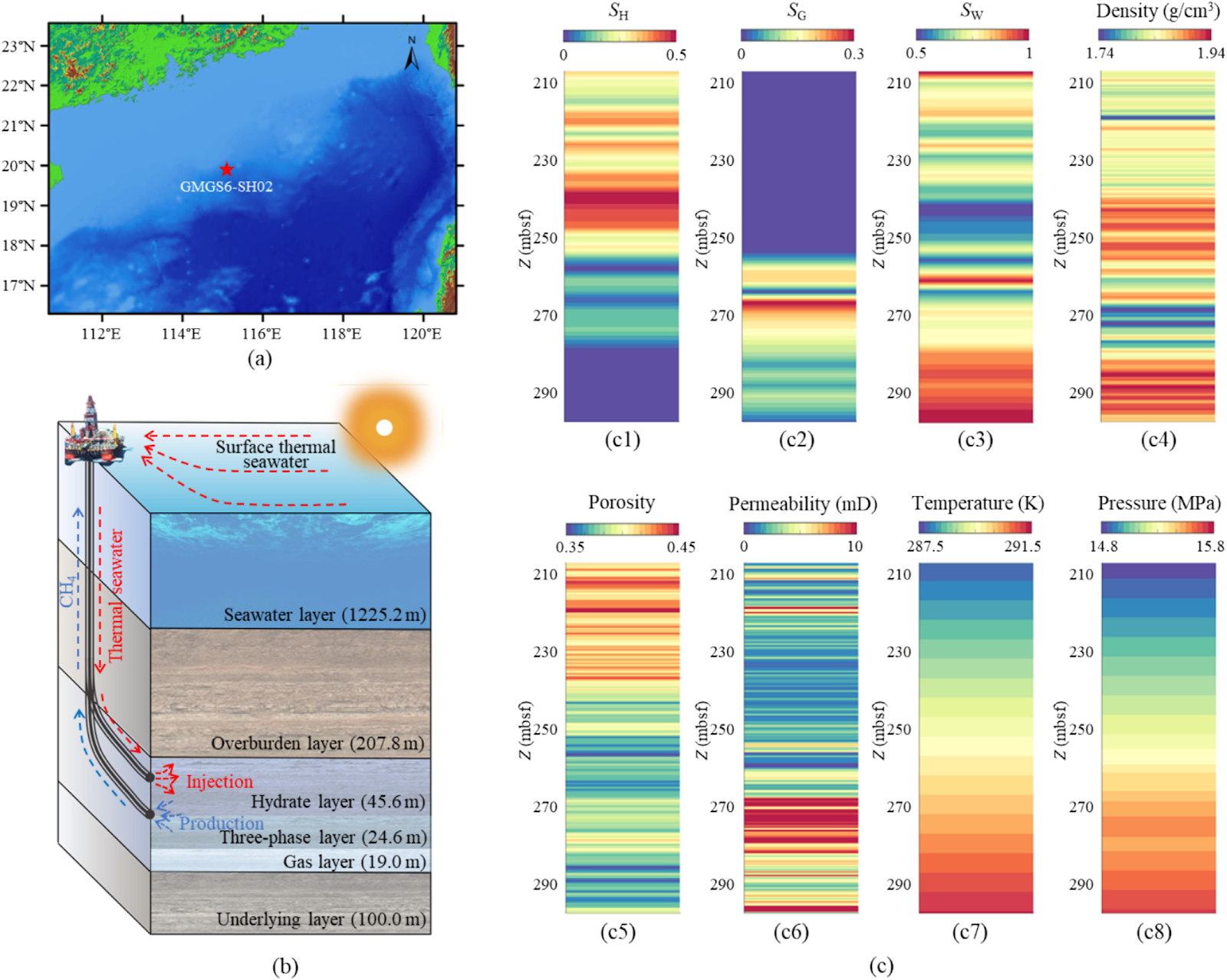 Synergistic exploitation of gas hydrates through surface seawater injection coupled with depressurization: Application and optimization in the South China Sea
