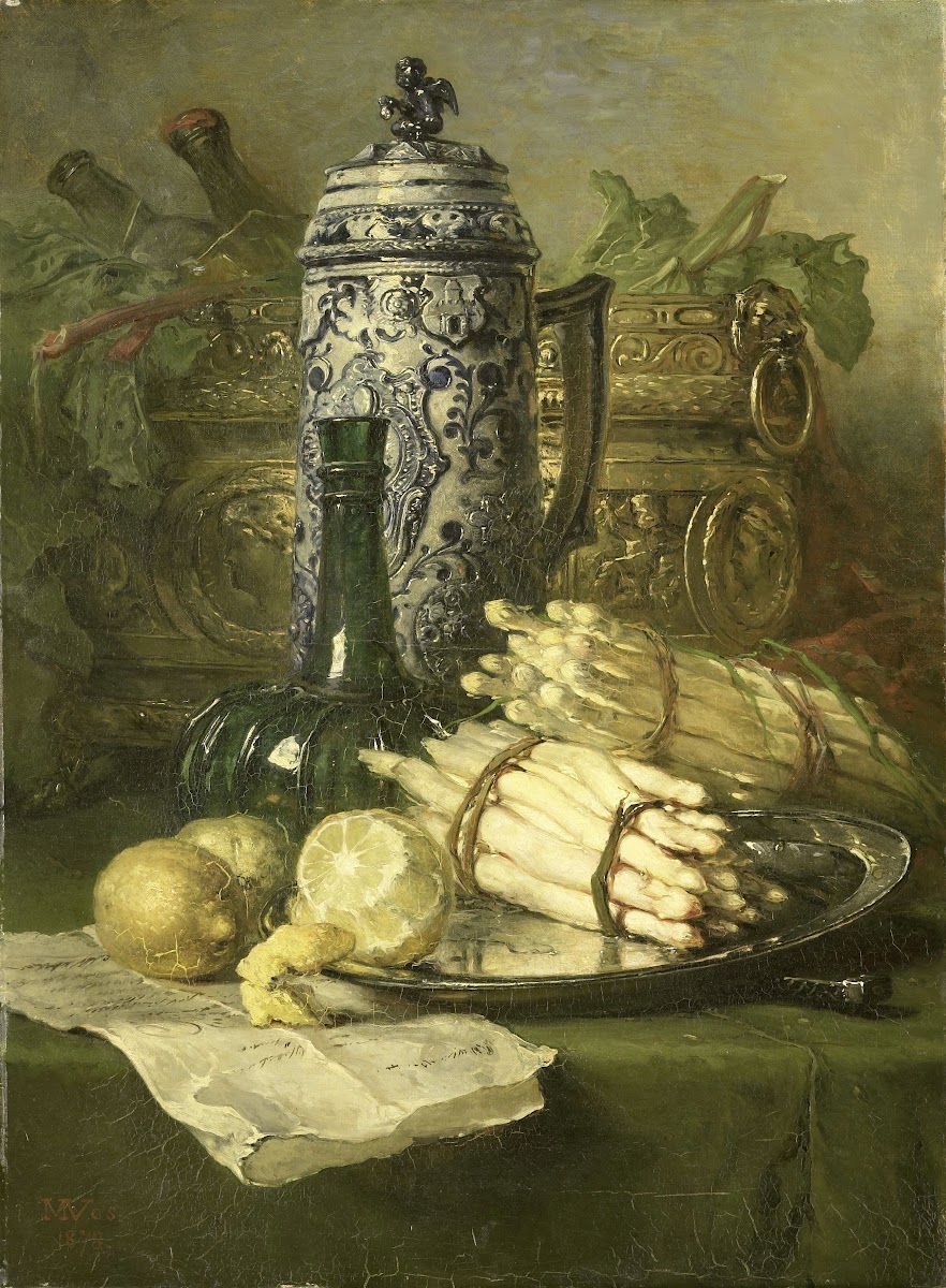 Stilleven met kan van steengoed 1878