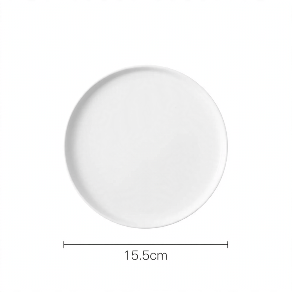 Round plastic tray, cream and black