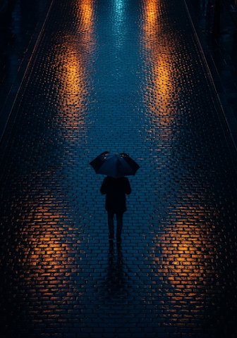 Rainy Night Cobblestone Umbrella