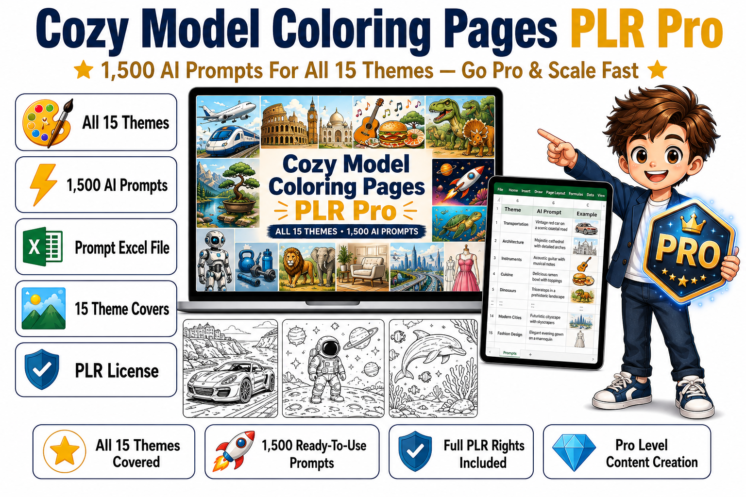 Cozy Model Coloring Pages PLR Pro Banner