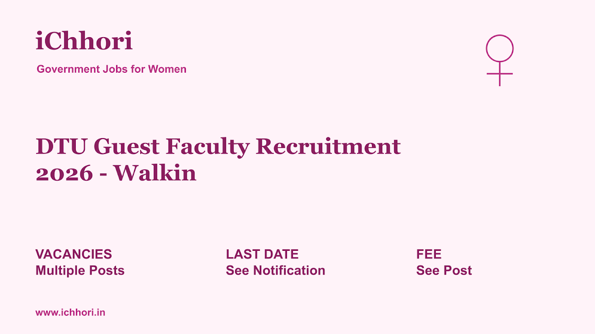 DTU Guest Faculty Recruitment 2026 - Walkin - iChhori
