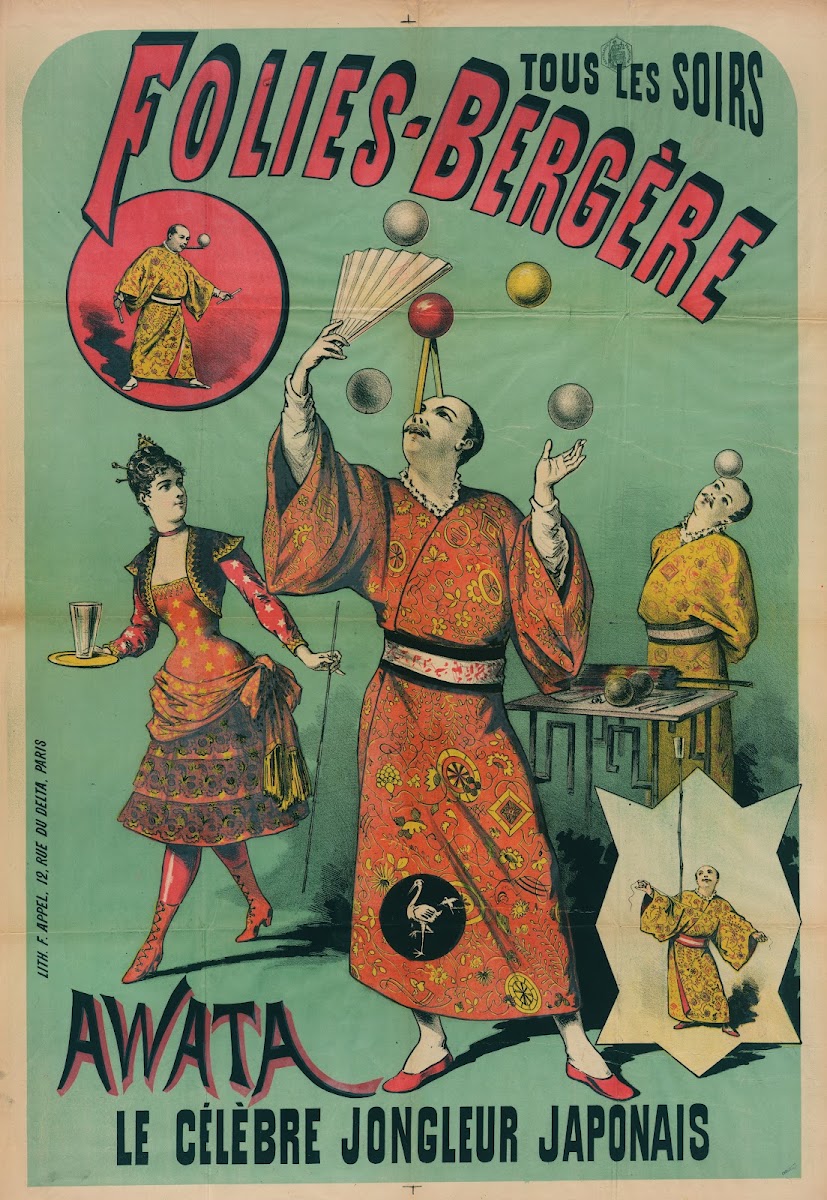 Tous Les Soirs Folies Bergere Awata Le Celebre Jongleur Japonais 1880 1890