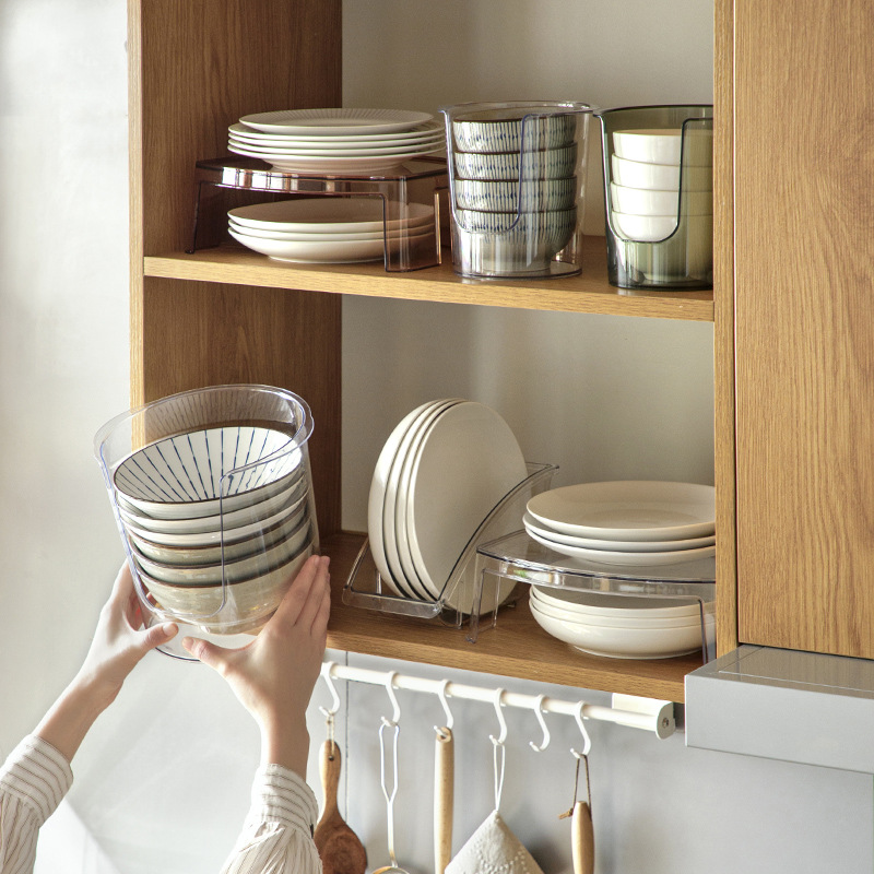 Transparent Dish Shelf for Kitchen Cabinet