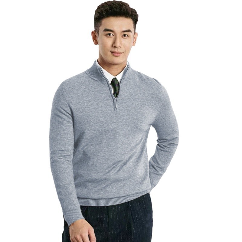 Herren-Strickpullover mit Stehkragen und Reißverschluss