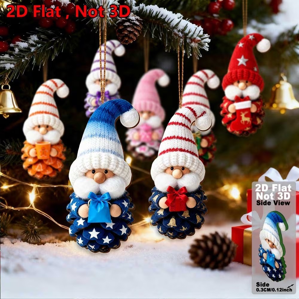 Decorative Gnome Ornament Set Made of Wood