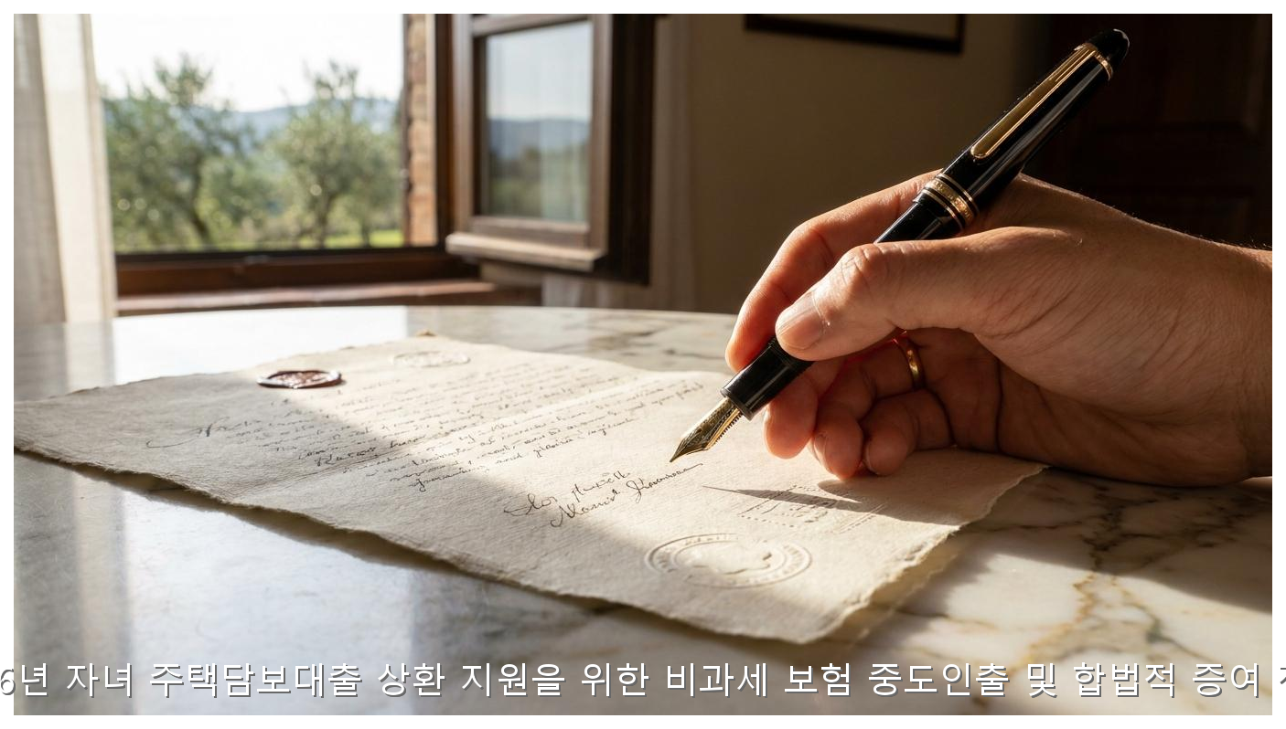 2026년 자녀 주택담보대출 상환 지원을 위한 비과세 보험 중도인출 및 합법적 증여 전략 핵심 안내 및 분석 인포그래픽 (3)