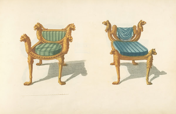 Two chairs with animal motifs 1805   1806