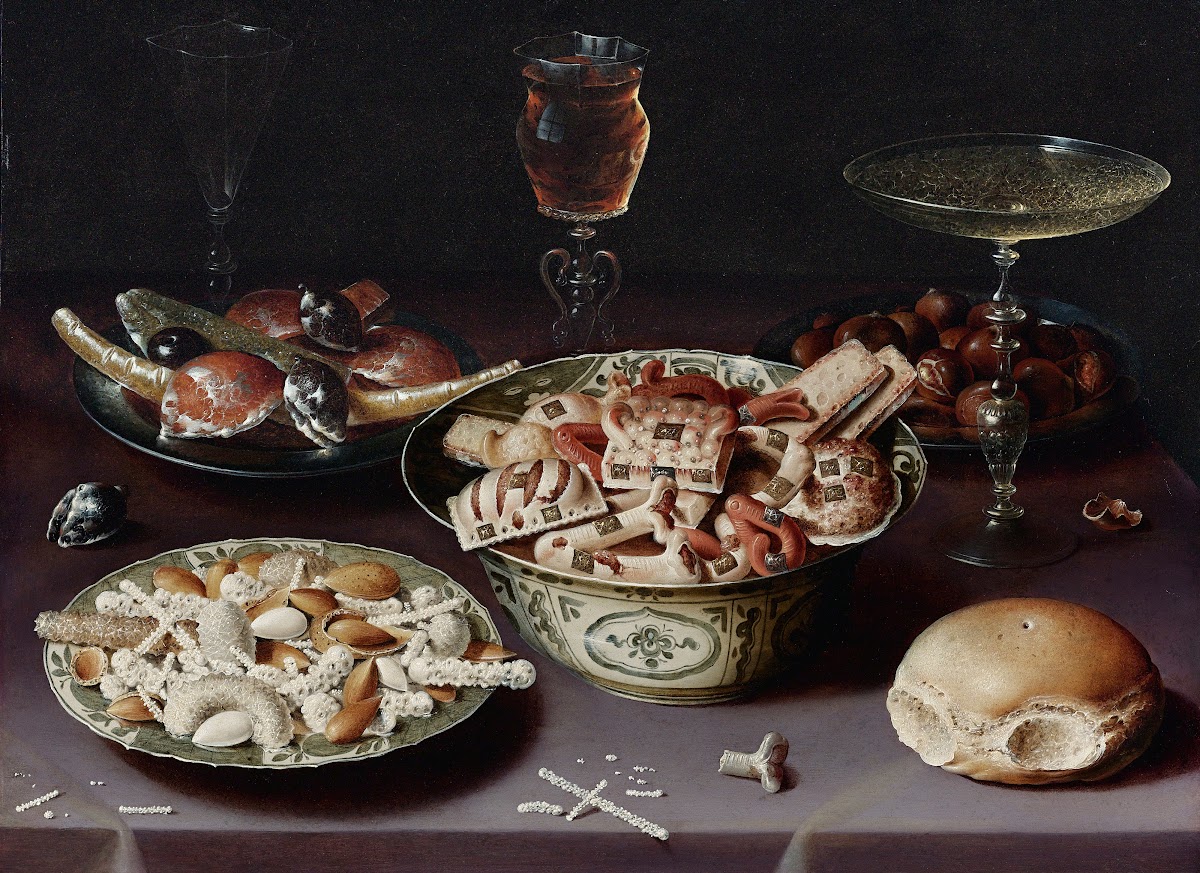 A Still Life Of Porcelain Vessels Containing Sweets