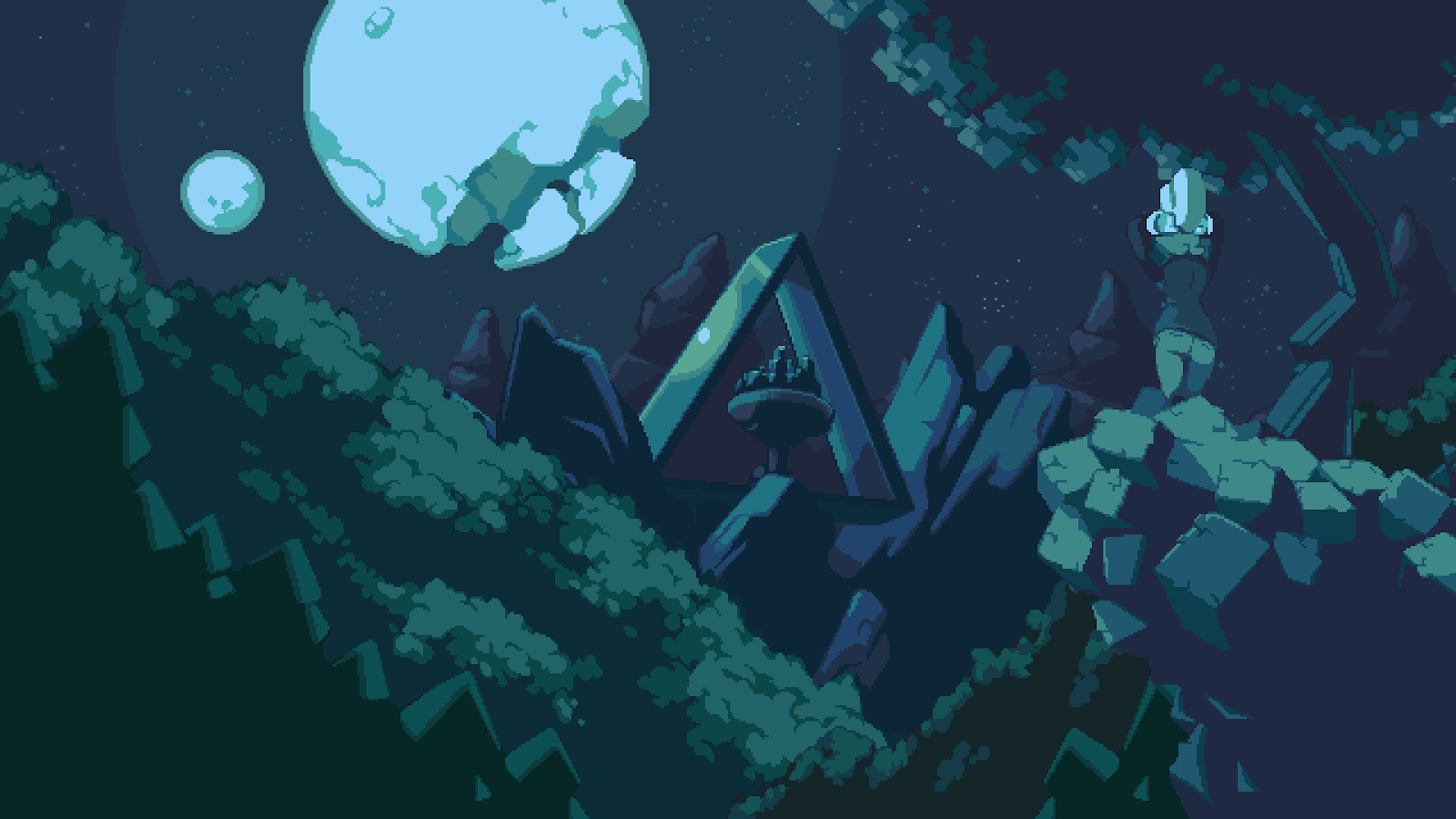 Pixel Art, Video Games, Moon Full HD Desktop Wallpaper