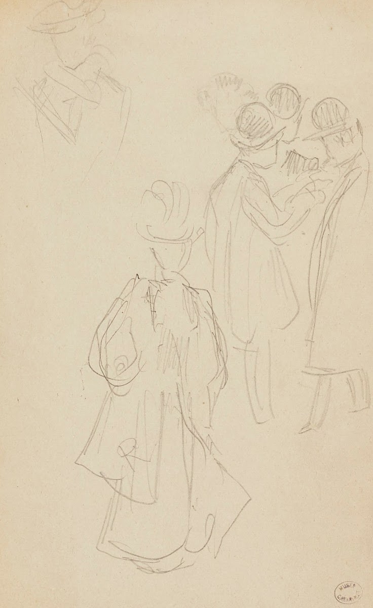 Groupe dhommes et femme élégante 1895   1905