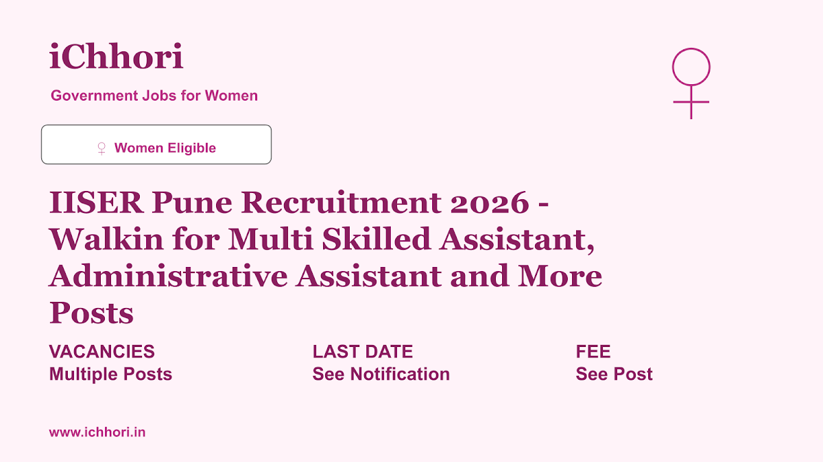 IISER Pune Recruitment 2026 - Walkin for Multi Skilled Assistant, Administrative Assistant and More Posts - iChhori