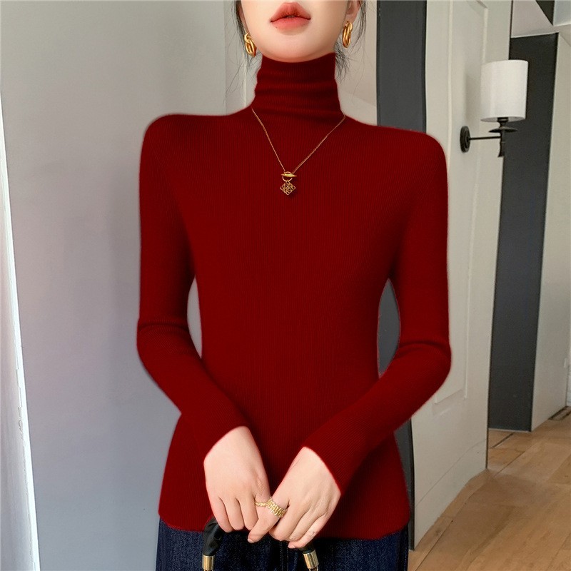 Damen-Strickpullover mit Stehkragen, figurbetont