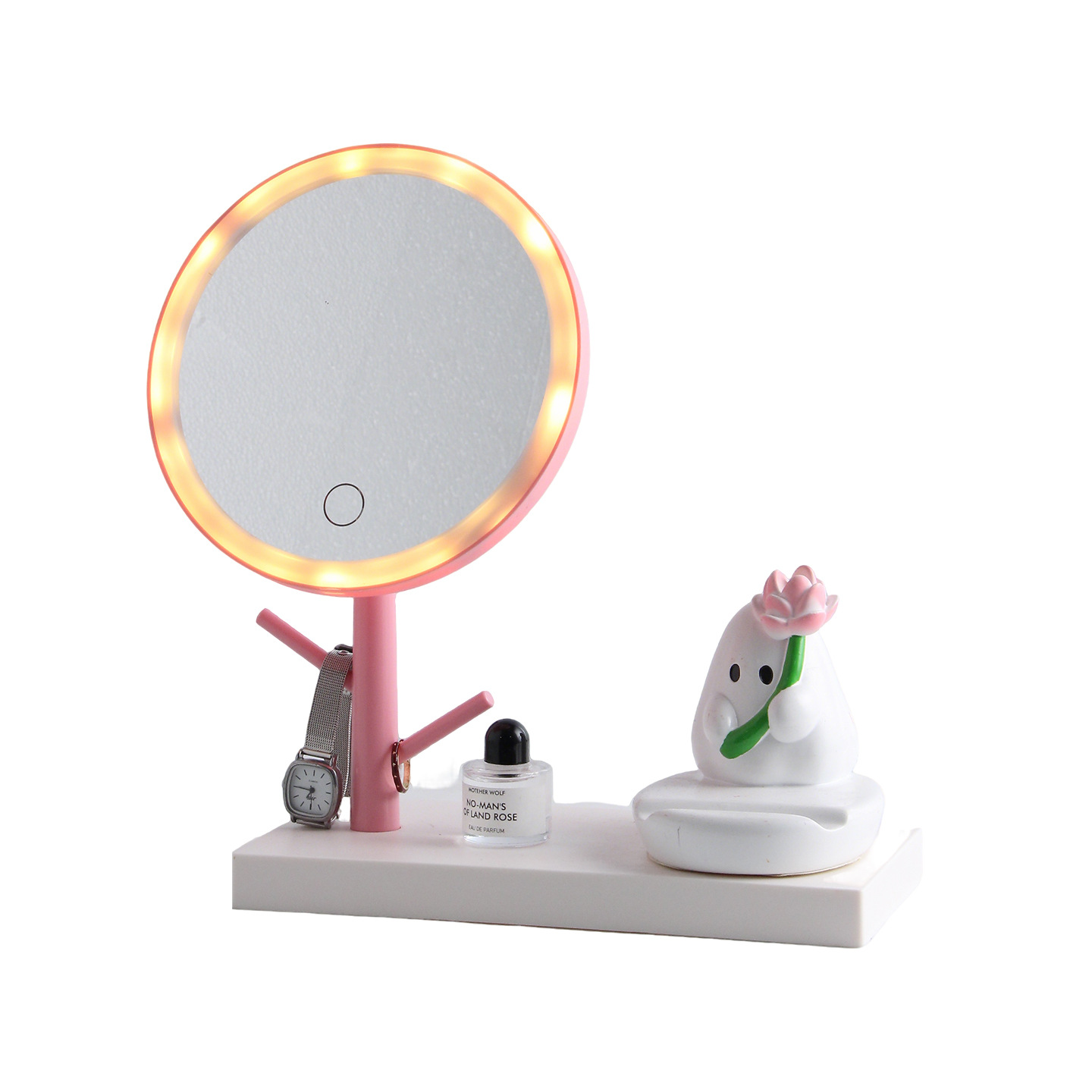 Lotus Makeup Mirror with Phone Stand and Tray
