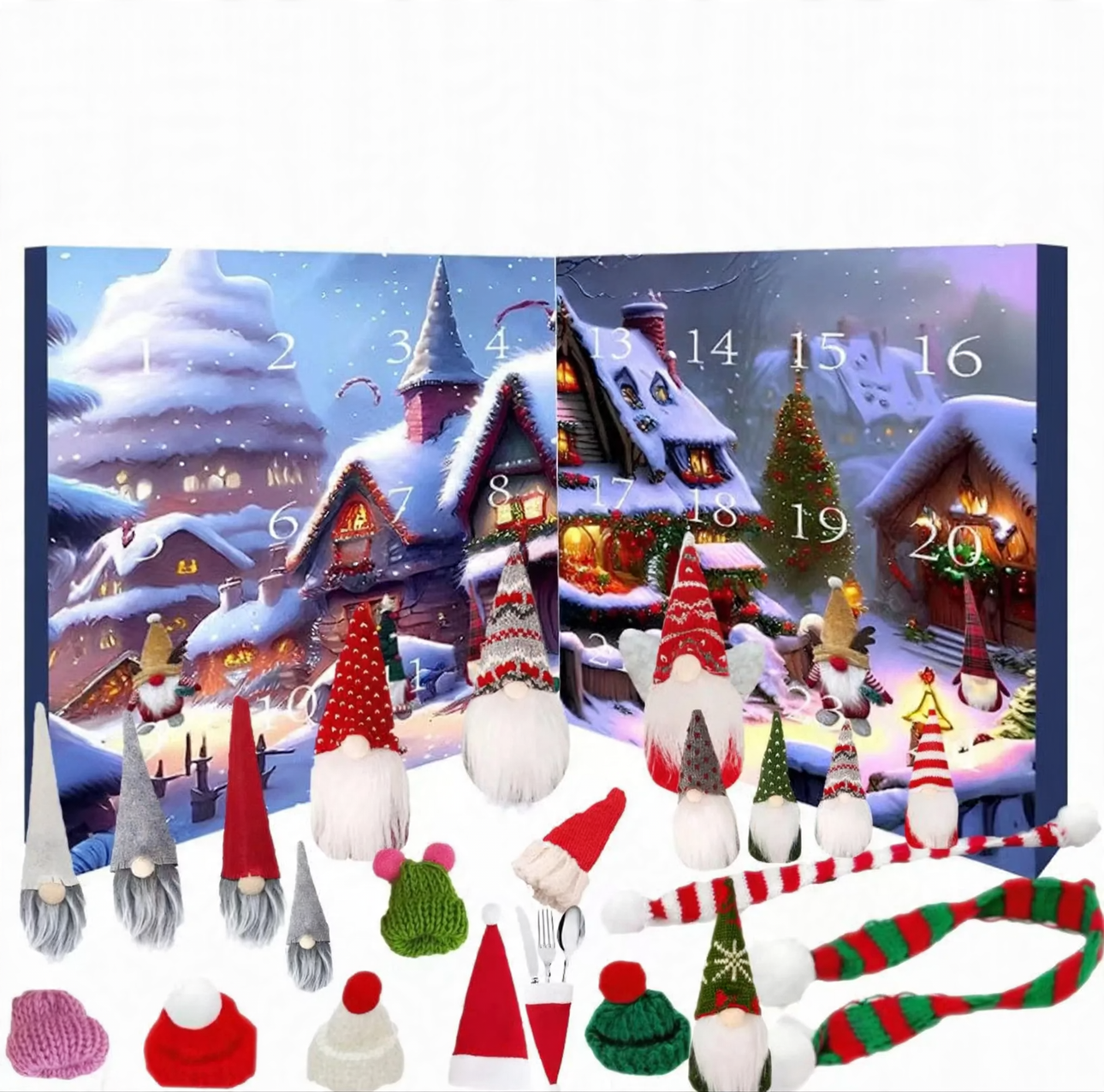 Weihnachts-Adventskalender mit Wichtelfiguren