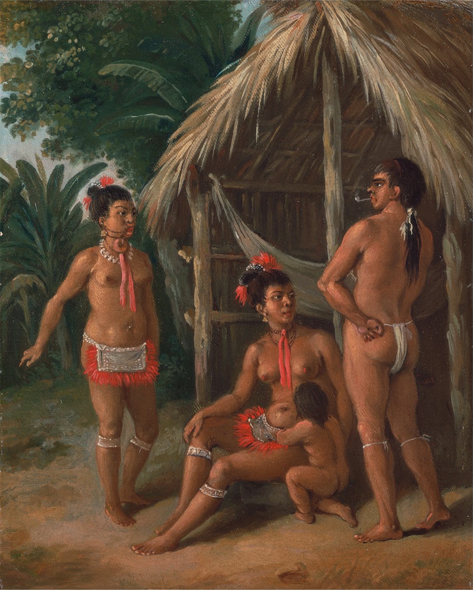 A Leeward Islands Carib Family Outside A Hut ca 1780