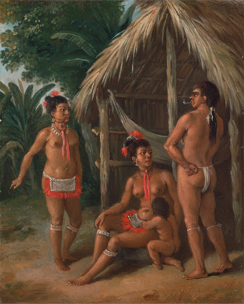 A Leeward Islands Carib Family Outside A Hut ca 1780