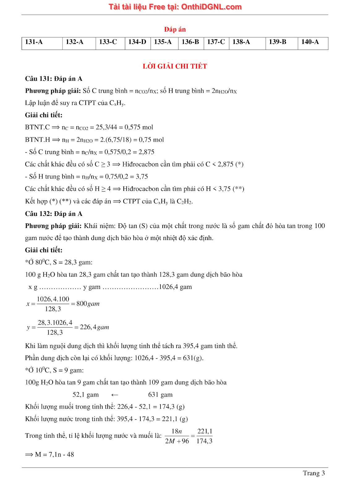 260 bài tập môn Hóa học - Ôn thi ĐGNL ĐHQG Hà Nội Phần 1