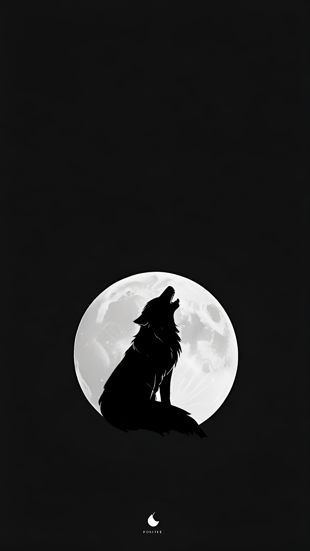 Stark Wolf Silhouette Howling at Full Moon, Minimalist Black Art - Free 4K mobile Wallpaper