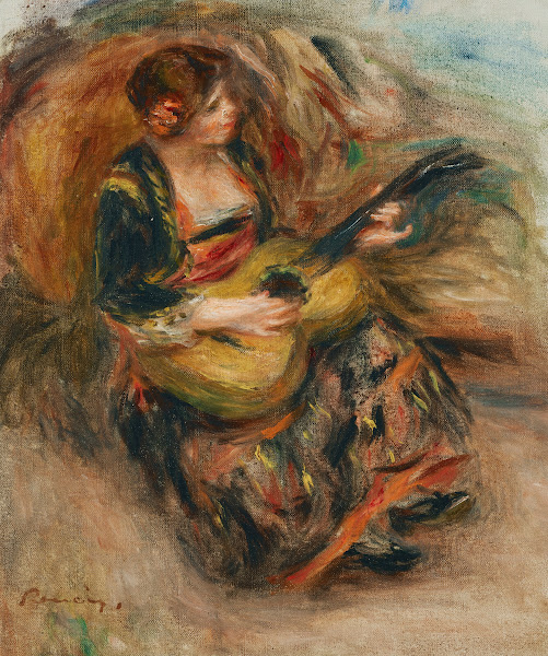 Jeune femme assise jouant de la guitare 1898 1900