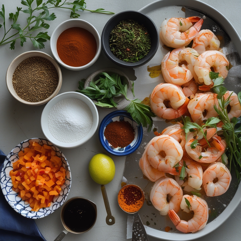 Ingredients for Easy Homemade Jamaican Pepper Shrimp Recipe with Bold Flavor