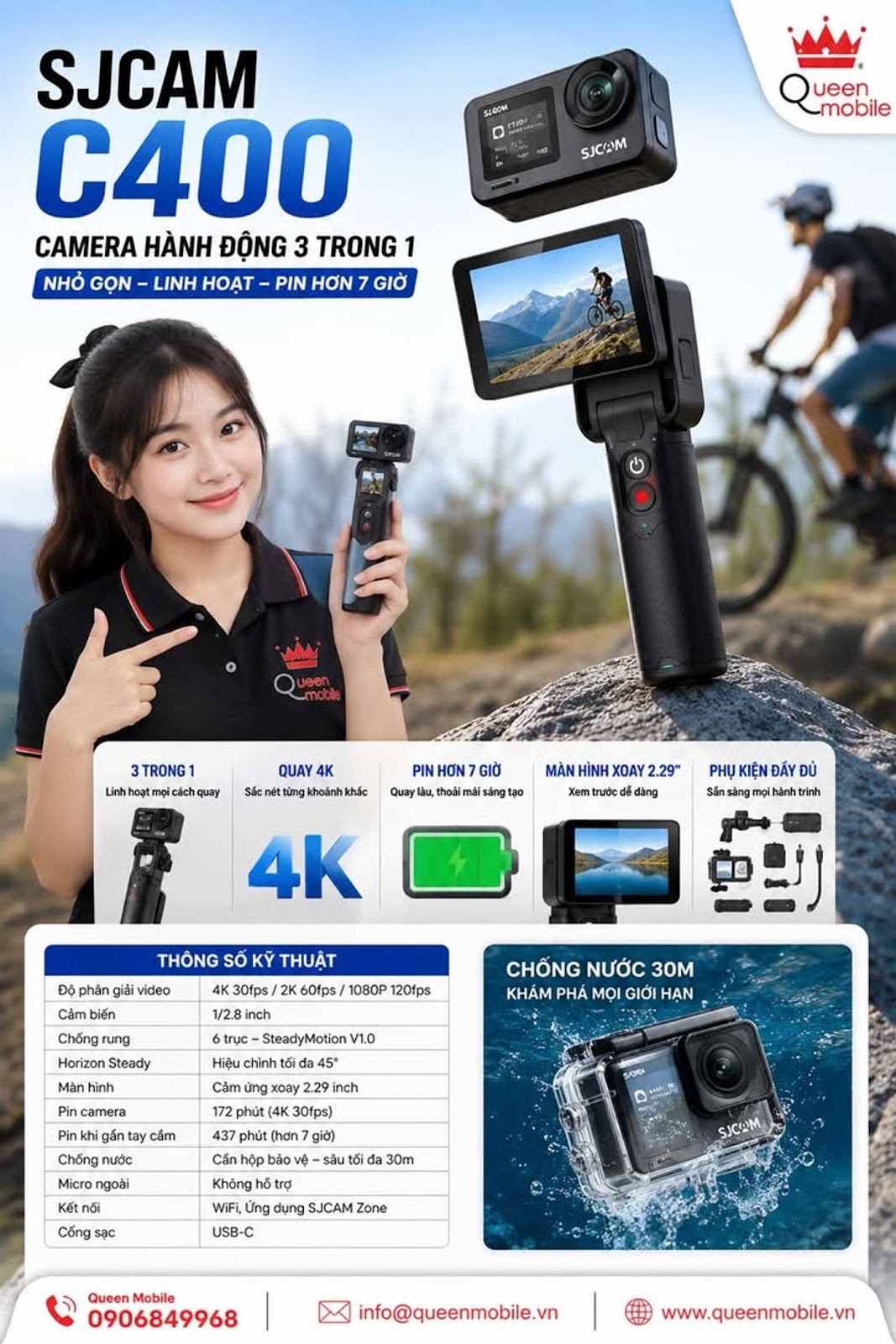 SJCAM C400 đánh giá camera hành động 3 trong 1 với pin hơn 7 giờ và camera rời chỉ 54g