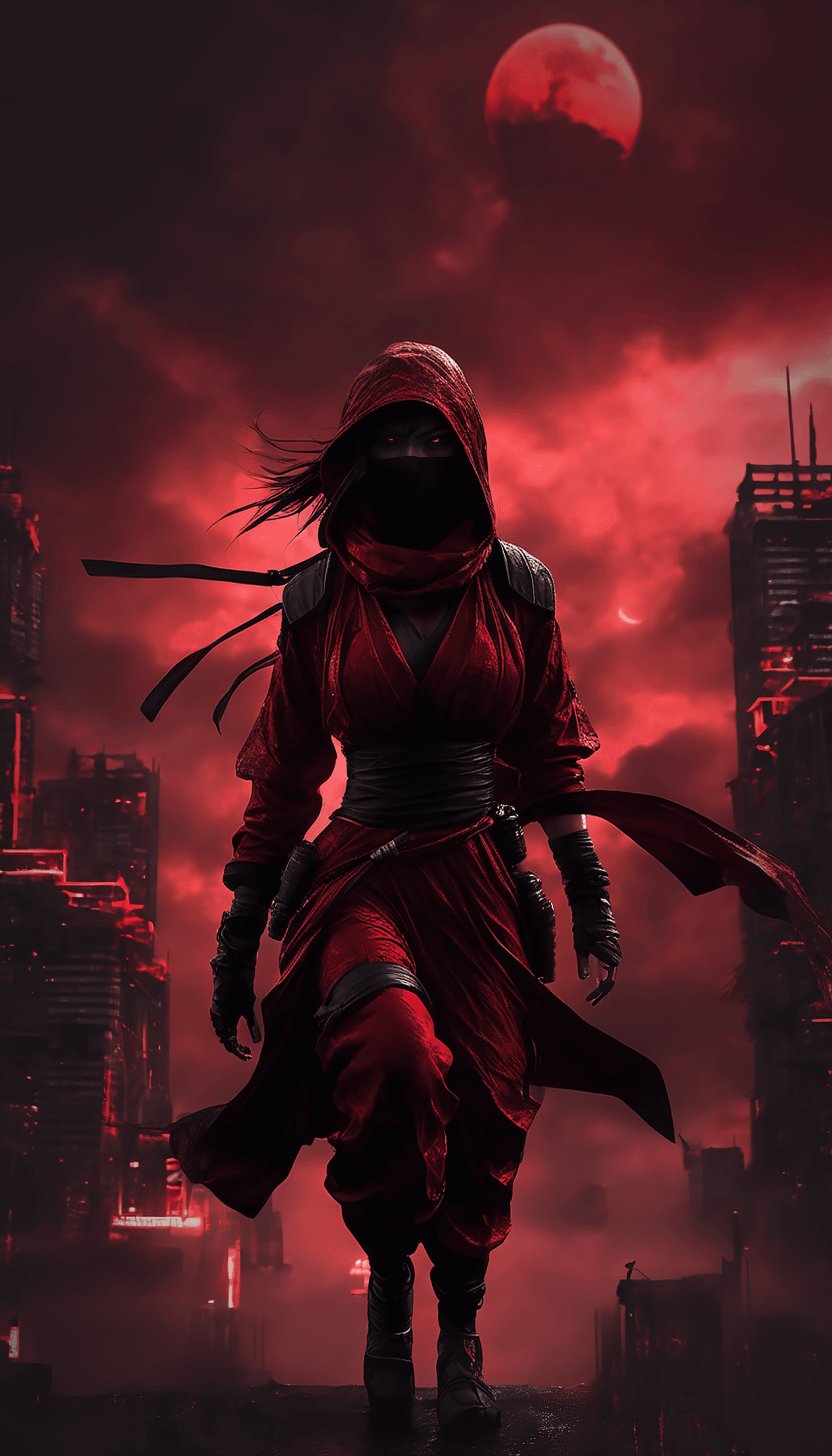 Una asesina ninja femenina en