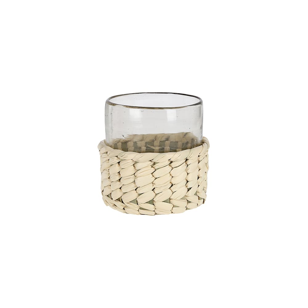Vaso plano de cristal y fibra de palma AC Palma™ artesanal