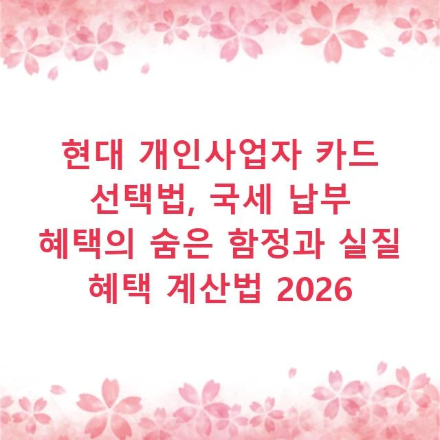 현대 개인사업자 카드 선택법, 국세 납부 혜택의 숨은 함정과 실질 혜택 계산법 2026
