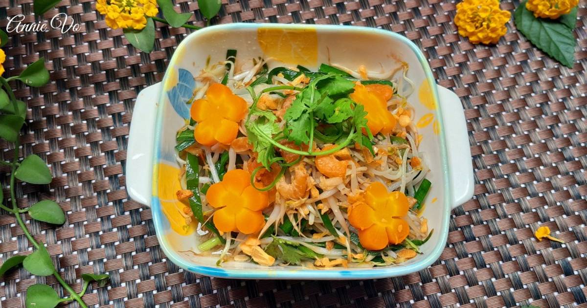 Giá hẹ xào tôm khô