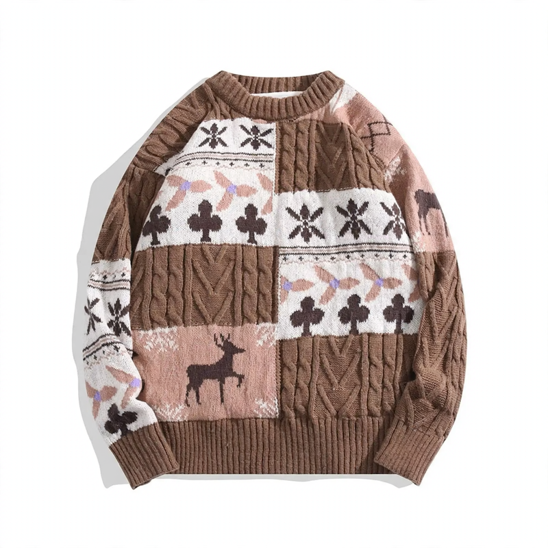 Lined knit sweater in Japanese retro style
