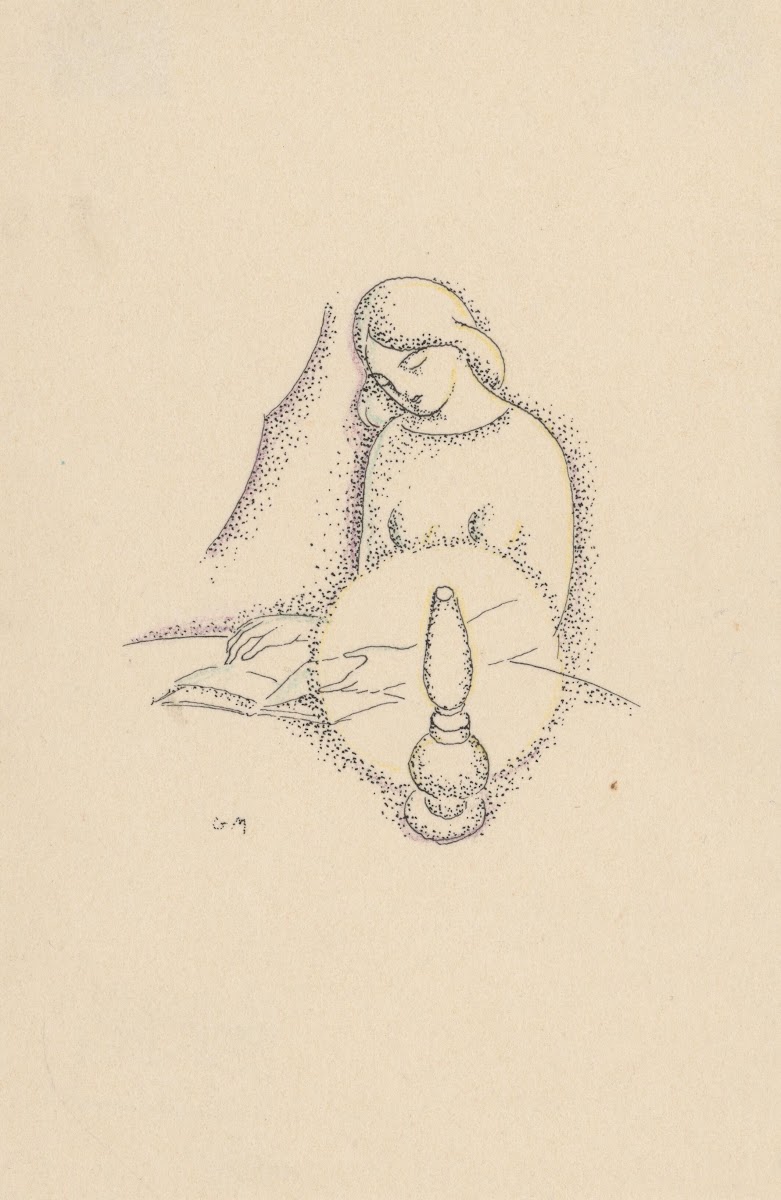 Woman Reading a Book by a Kerosene Lamp 19271928