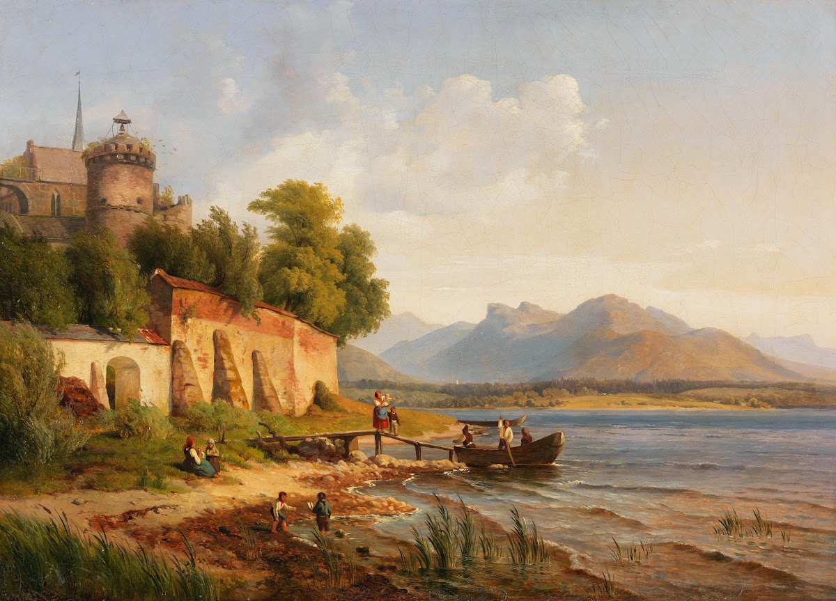 Oberitalienische Küstenlandschaft mit Figurenstaffage 1838