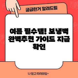 보냉백추천, 여름 필수 아이템, 보냉 가방, 야외 활동 필수품, 쿨러백 선택법