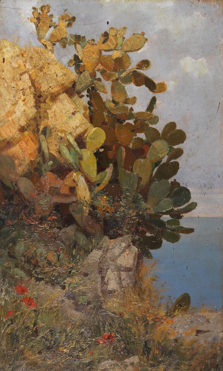Kakteen an der Küste von Taormina Sizilien Ca 1899