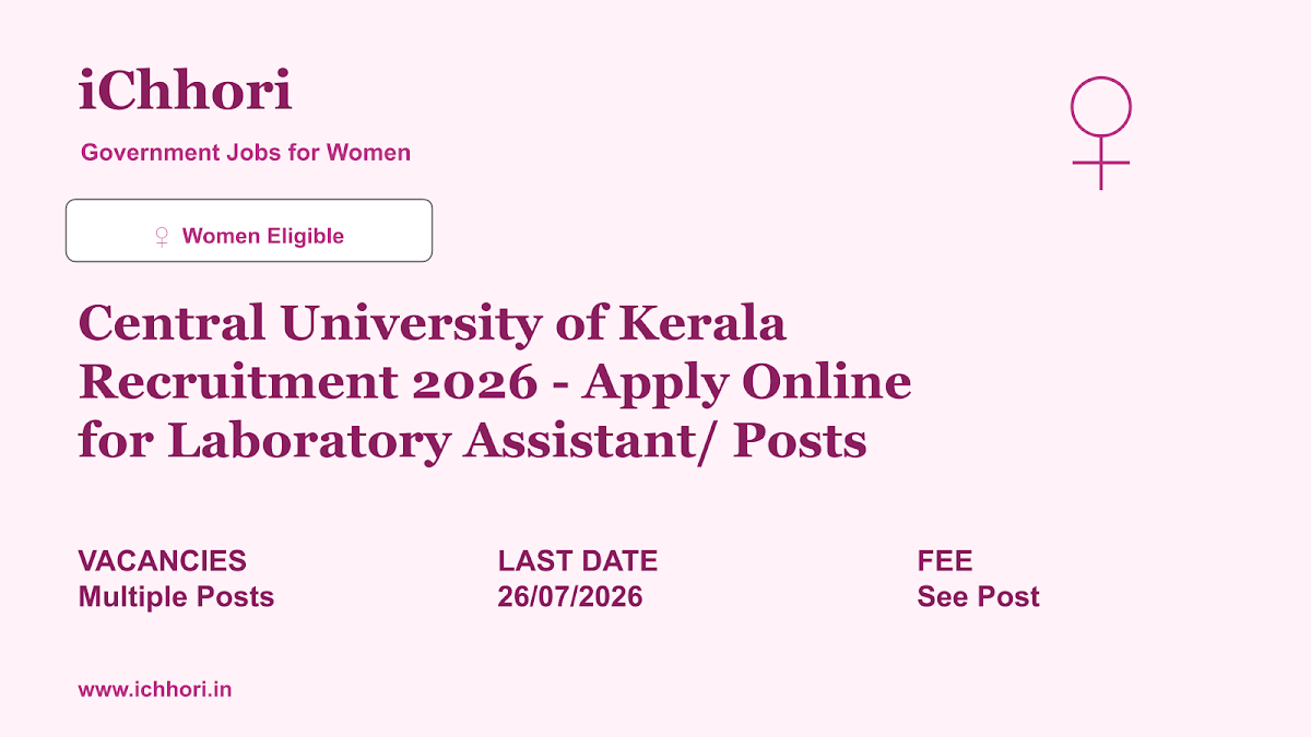 Central University of Kerala Recruitment 2026 - Apply Online for Laboratory Assistant/ Posts - iChhori