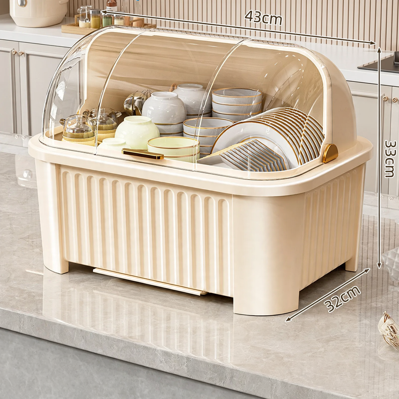 Plastic dish rack with a shelf