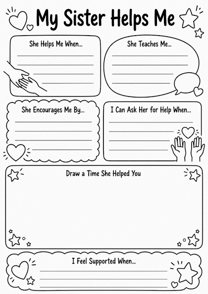 My Sister Helps Me Worksheet