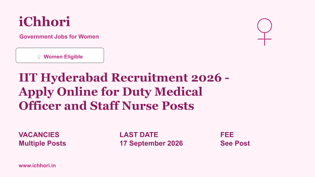 IIT Hyderabad Recruitment 2026 - Apply Online for Duty Medical Officer and Staff Nurse Posts - iChhori
