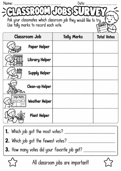Classroom Jobs Survey Worksheet