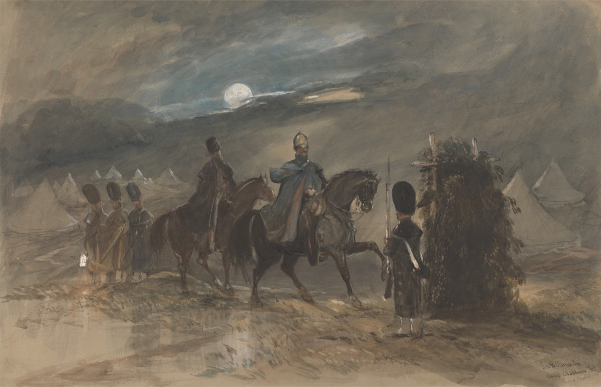 Camp at Chobham 1853 with Officers and Sentry 1853